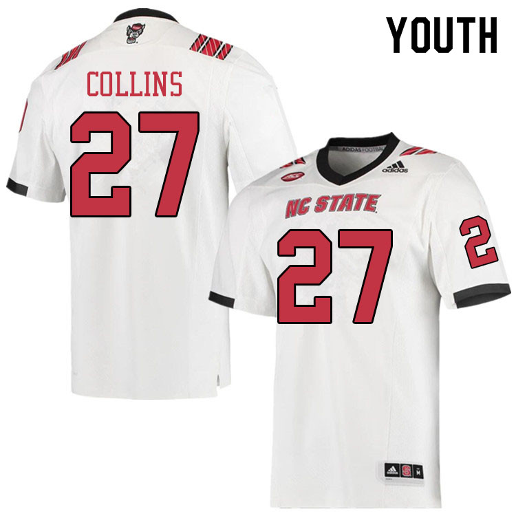 Youth #27 Eric Collins NC State Wolfpack College Football Jerseys Sale-White - Click Image to Close